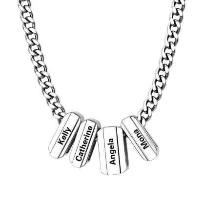 Multi Name Chain Necklace Supports Custom Engraved Silver - 4 names