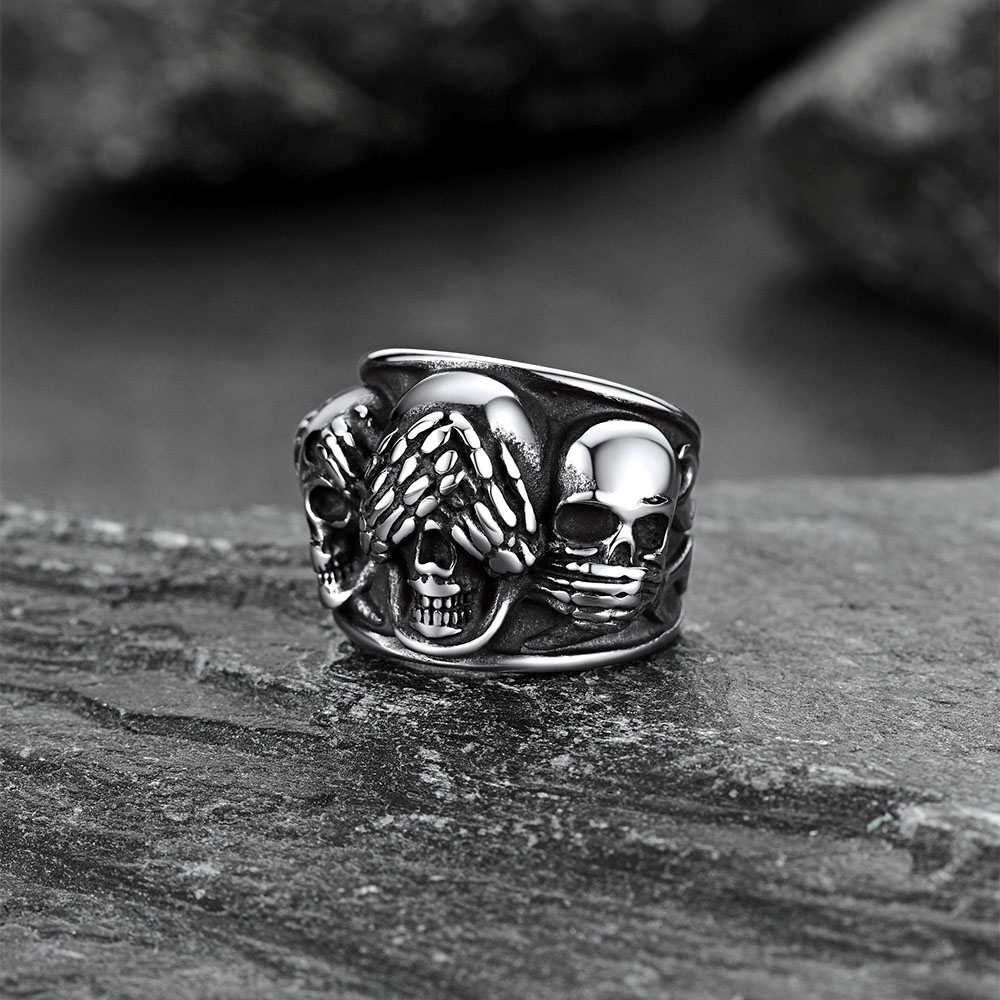 Chainshouse Punk Skull Ring For Men&Women 