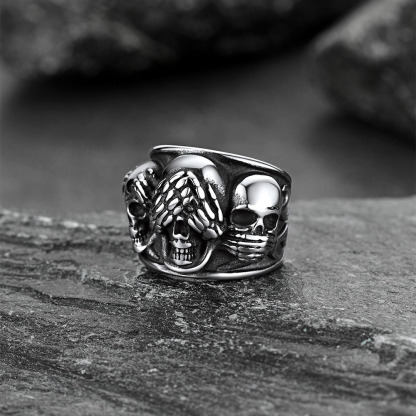 Chainshouse Punk Skull Ring For Men&Women 