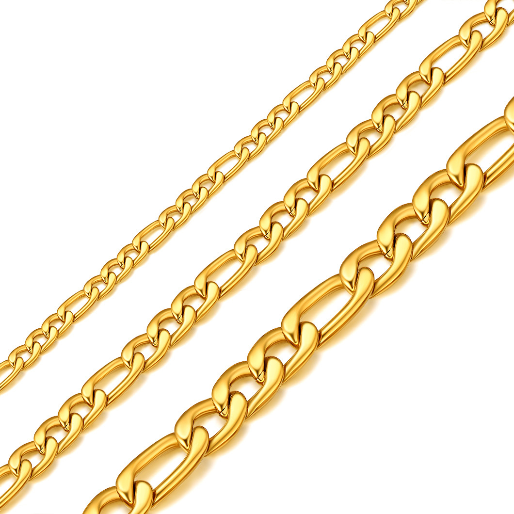 3mm/5mm Stainless Steel Figaro Chain Necklace For Men For Women