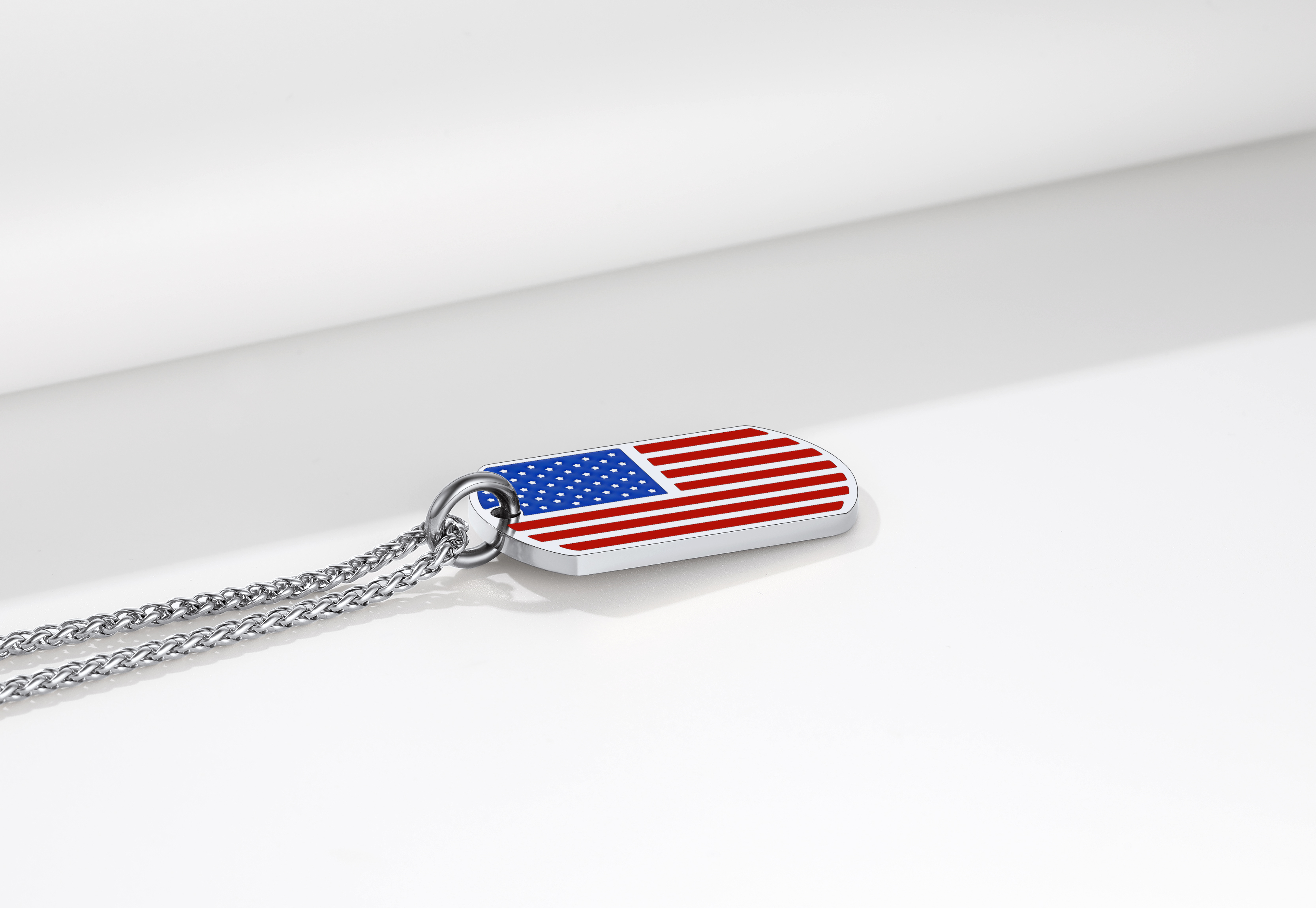Stainless Steel American Flag Dog Tag Pendant