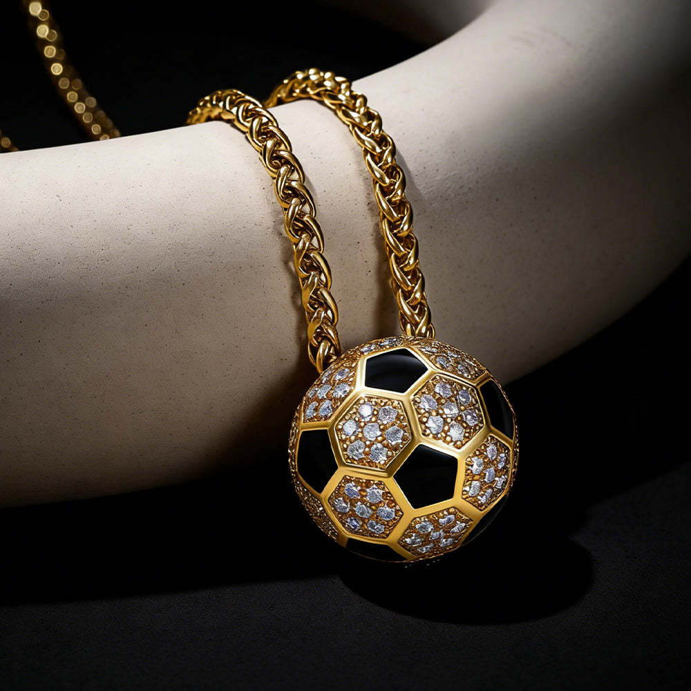3D CZ Football Necklace Sports Pendant for Fan