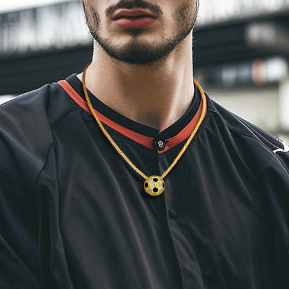 3D CZ Football Necklace Sports Pendant for Fan