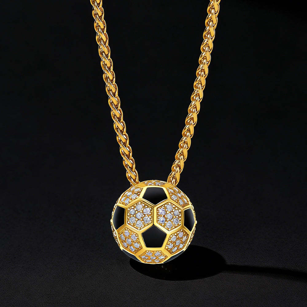 3D CZ Football Necklace Sports Pendant for Fan