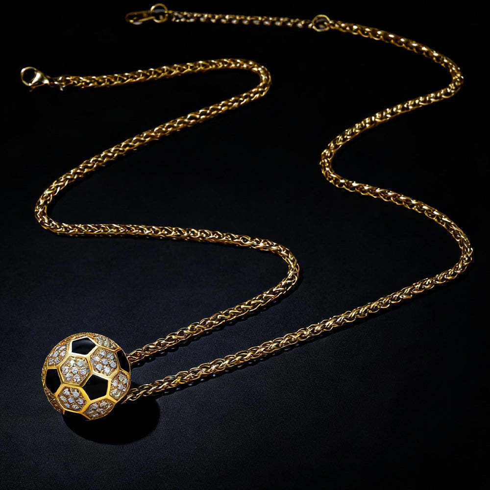 3D CZ Football Necklace Sports Pendant for Fan