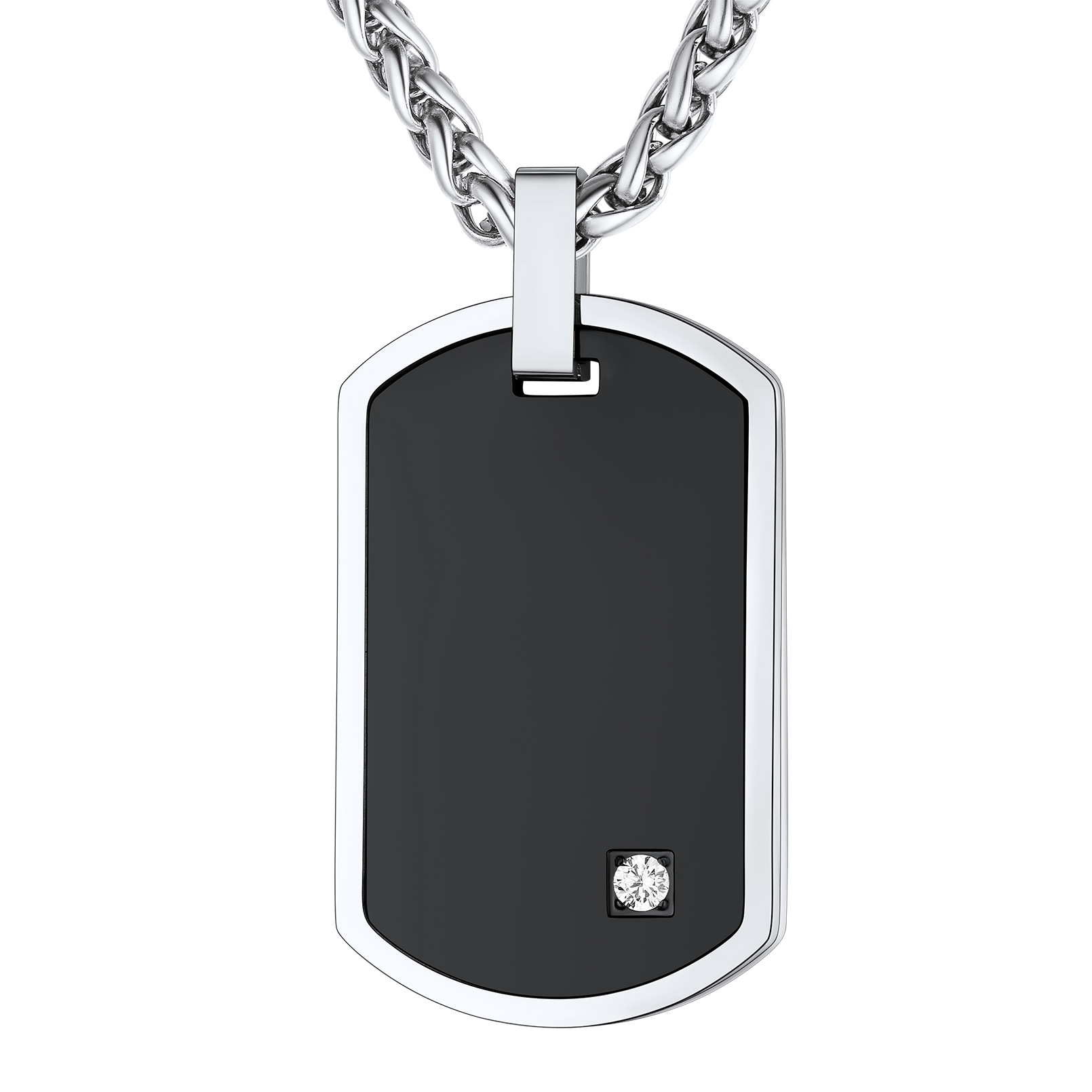 Personalized Stainless Steel Zircon Dog Tag Pendant For Men