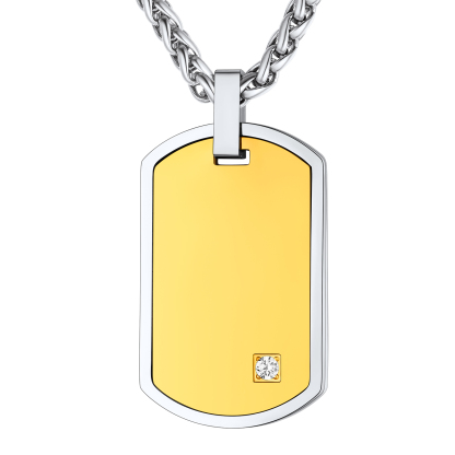 Personalized Stainless Steel Zircon Dog Tag Pendant For Men