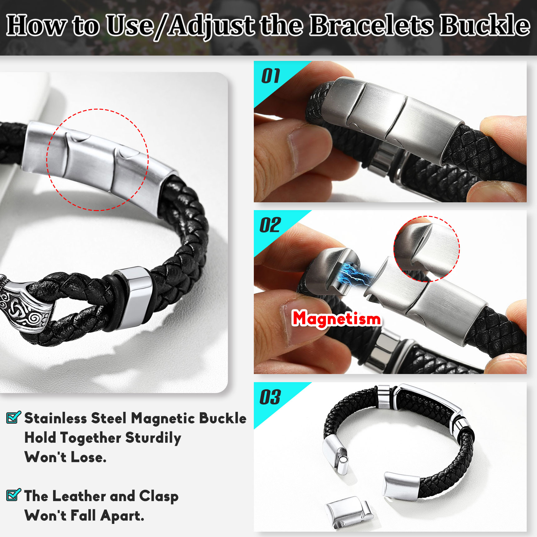 Skull Cross Leather Bracelet for Men