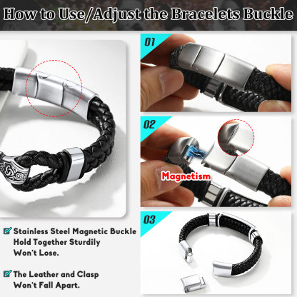 Skull Cross Leather Bracelet for Men