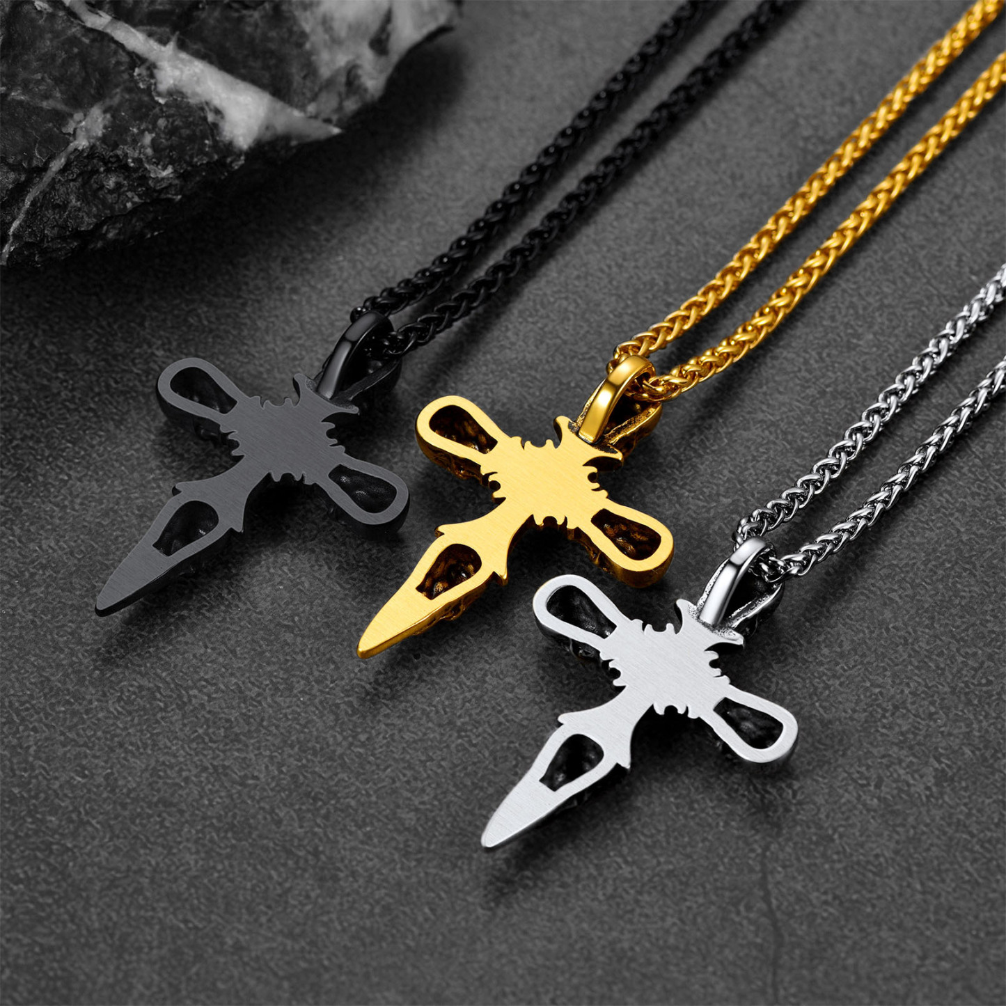 Skull Cross Pendant Necklace For Men