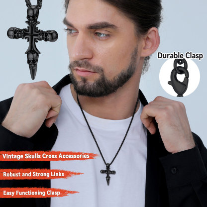 Skull Cross Pendant Necklace For Men