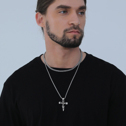 Skull Cross Pendant Necklace For Men