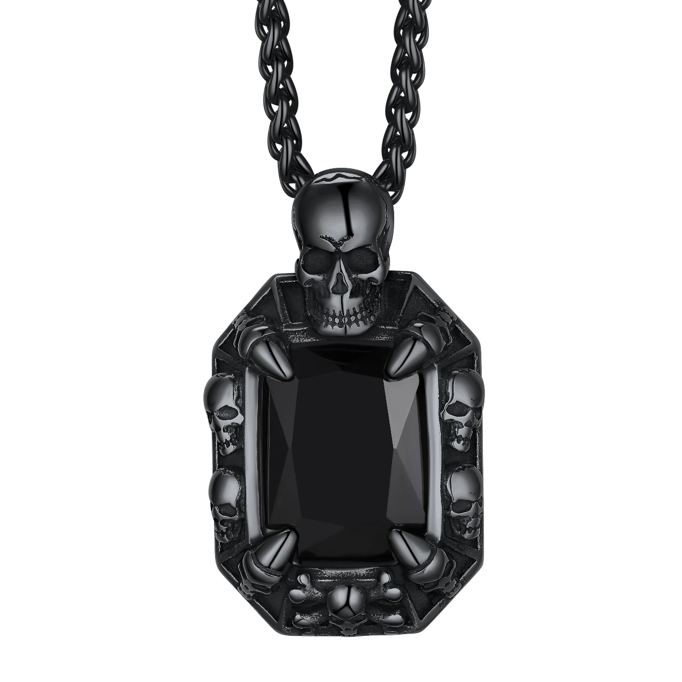 Skull Red Ruby Pendant Necklace for Him