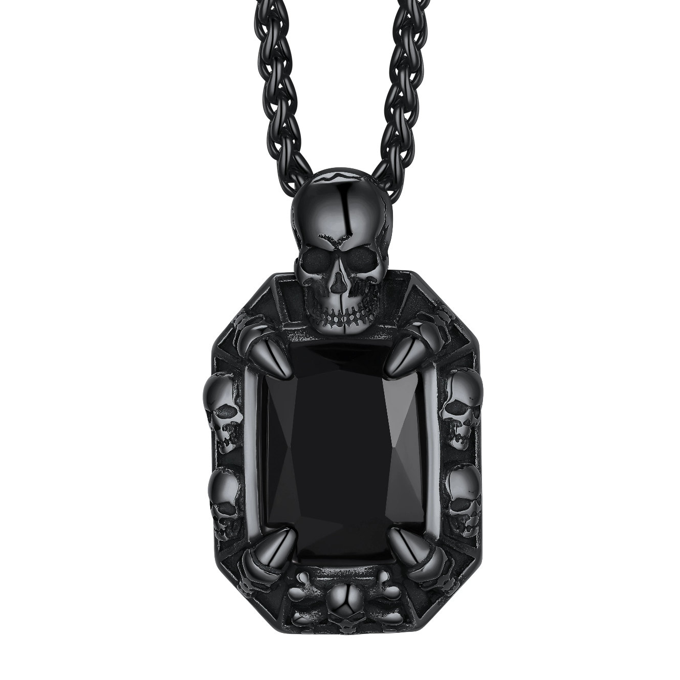 Skull Red Ruby Pendant Necklace for Him
