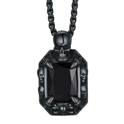 Skull Red Ruby Pendant Necklace for Him