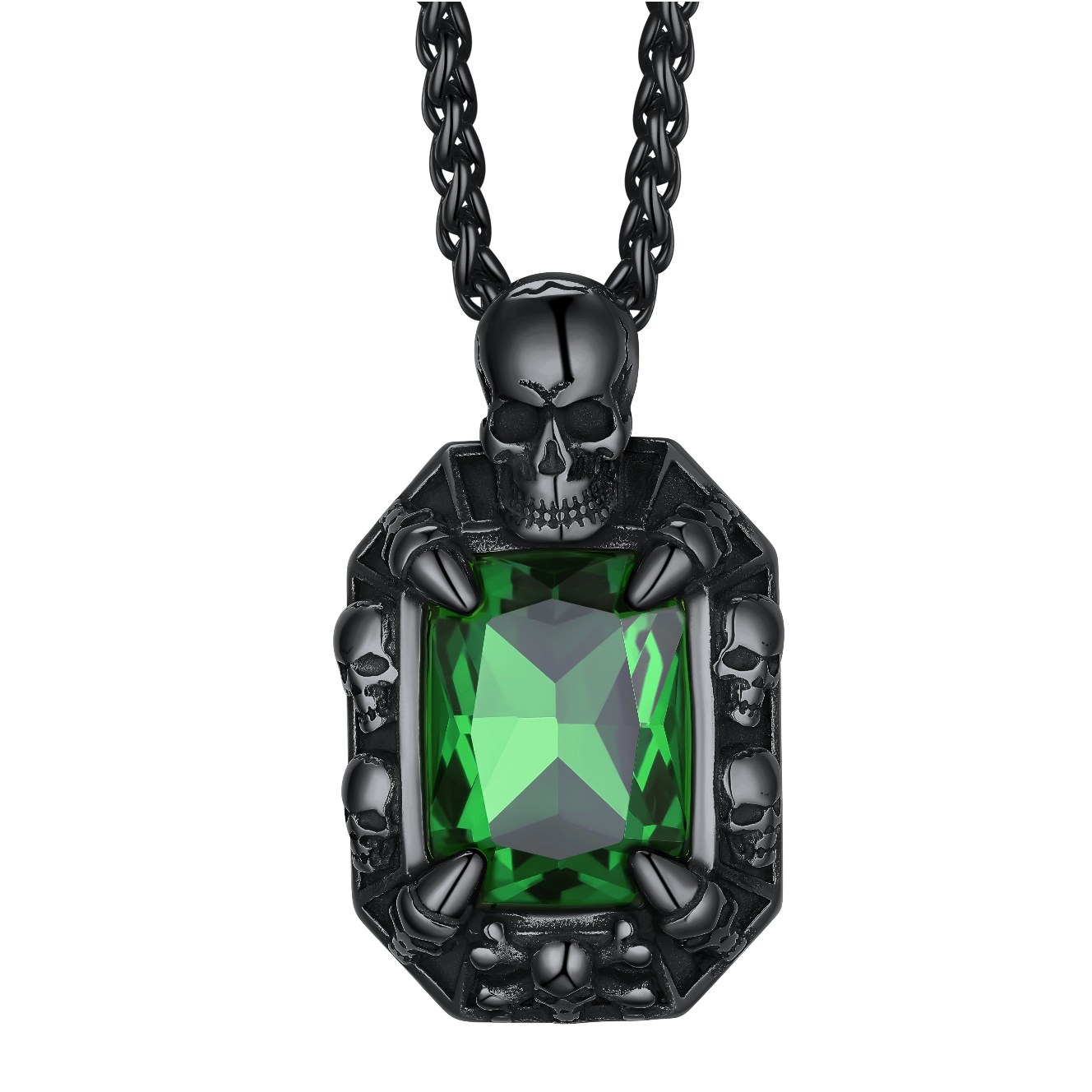 Skull Red Ruby Pendant Necklace for Him