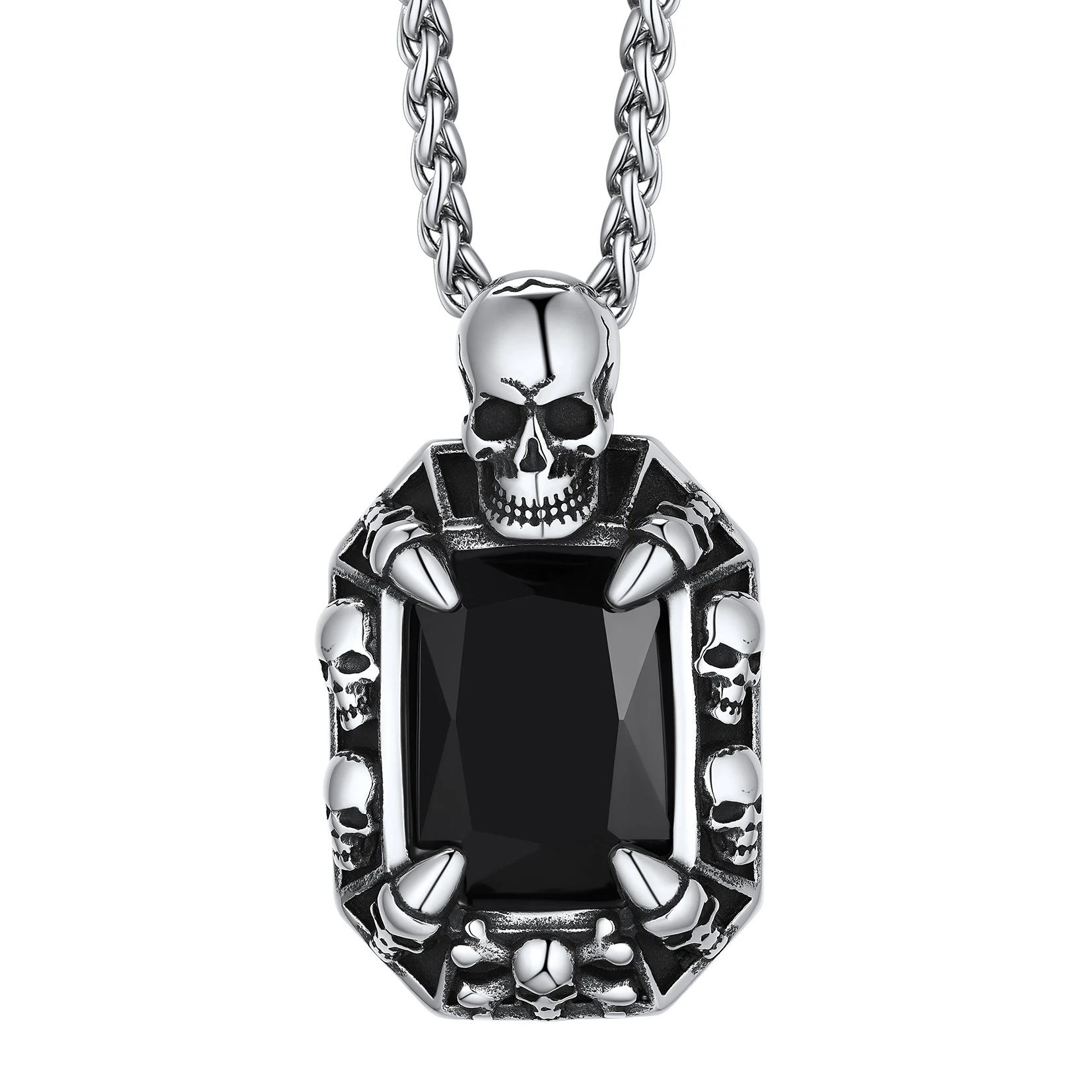 Skull Red Ruby Pendant Necklace for Him