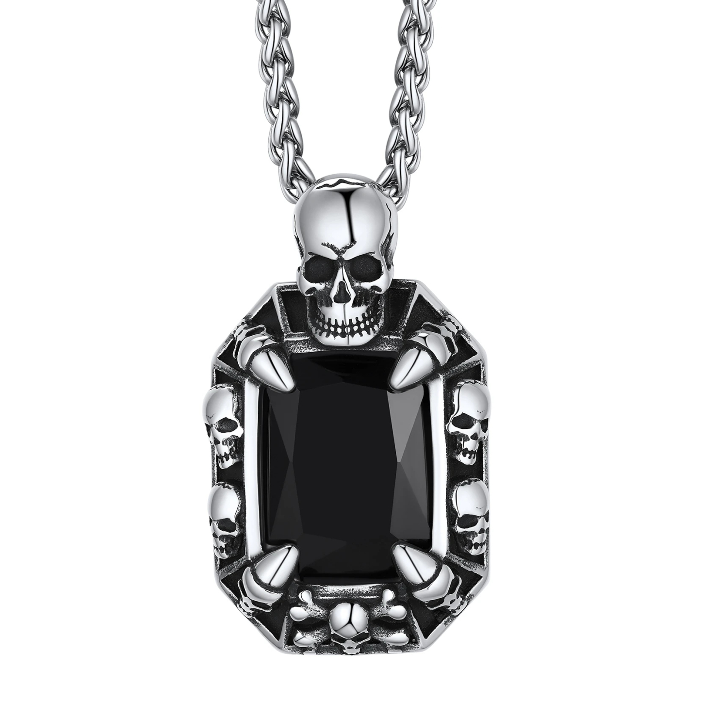 Skull Red Ruby Pendant Necklace for Him