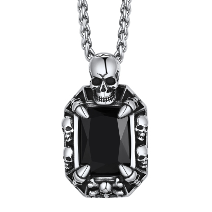 Skull Red Ruby Pendant Necklace for Him