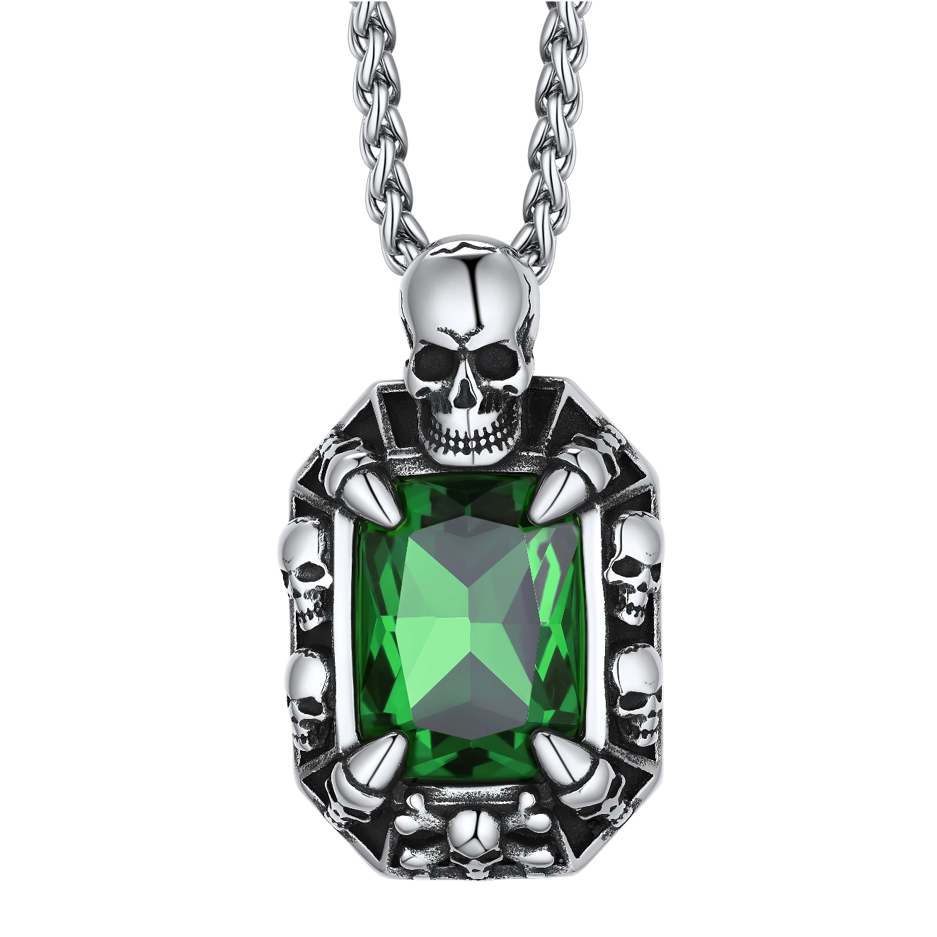 Skull Red Ruby Pendant Necklace for Him