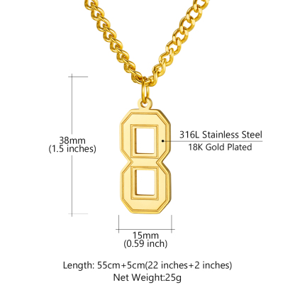 Sport Number Pendant Necklace for Men