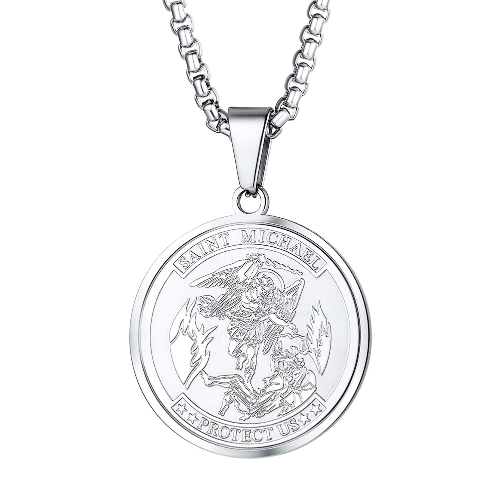 St. Michael Coin Necklace Protection Pendant For Men
