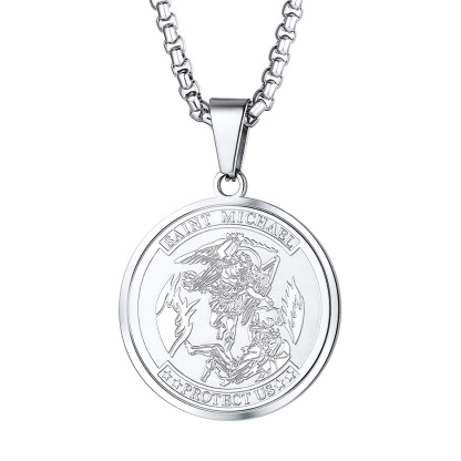 St. Michael Coin Necklace Protection Pendant For Men