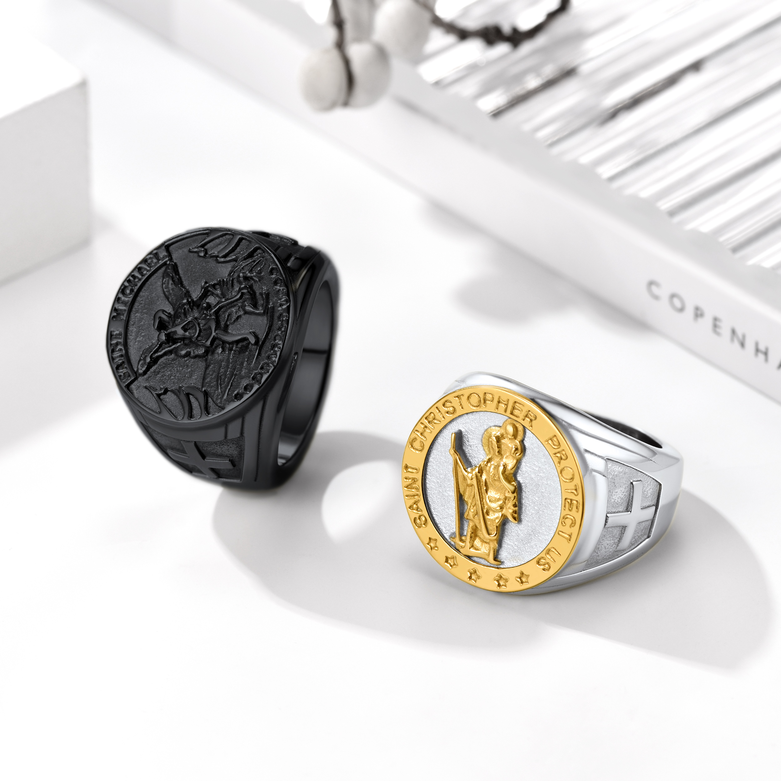St. Michael Guardian Angel Ring for Men