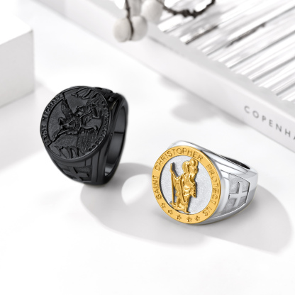 St. Michael Guardian Angel Ring for Men