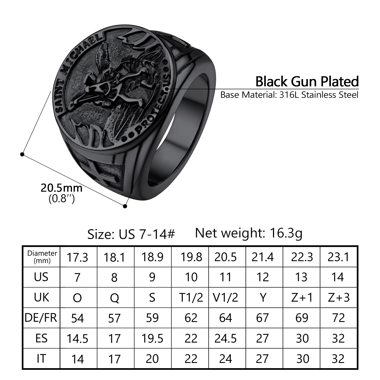 St. Michael Guardian Angel Ring for Men