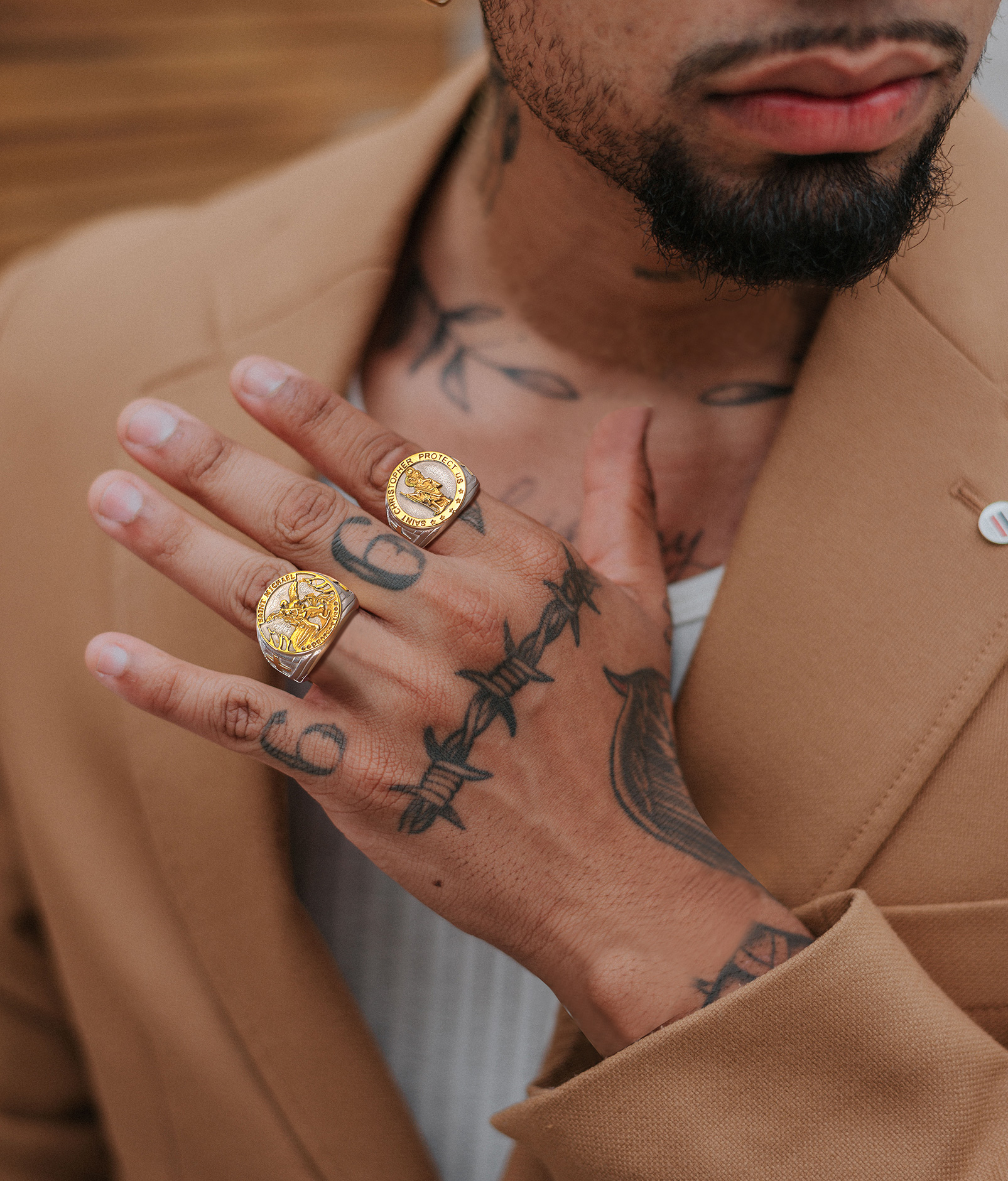 St. Michael Guardian Angel Ring for Men
