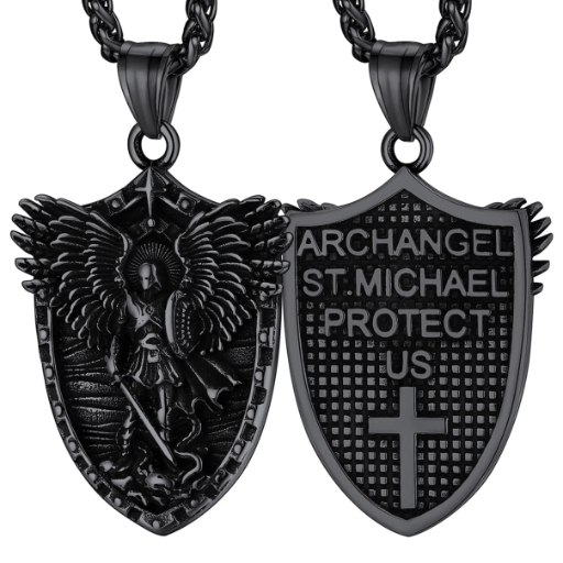 Stainless Steel St. Christopher Dog Tag Necklace for Men