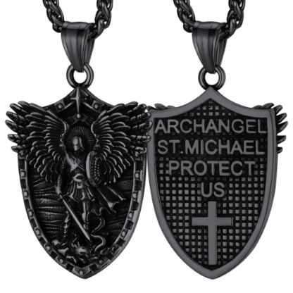 St. Michael Shield Stainless Steel Pendant Necklace for Men