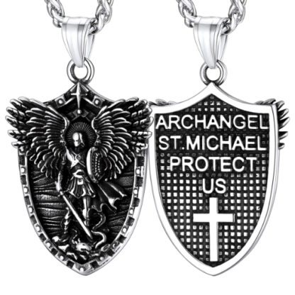 Stainless Steel St. Christopher Dog Tag Necklace for Men