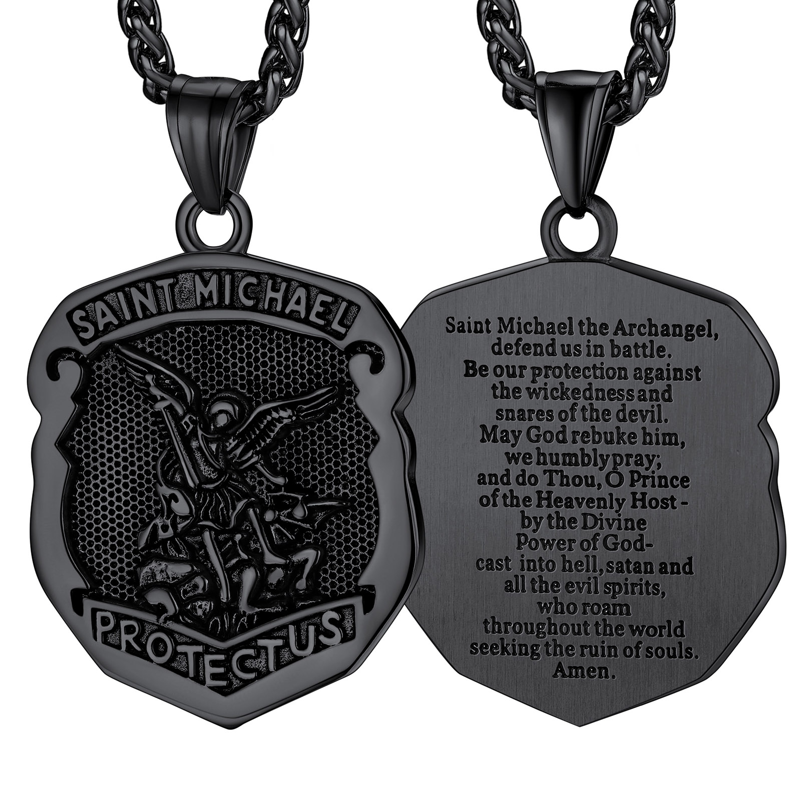 Stainless Steel St. Christopher Dog Tag Necklace for Men