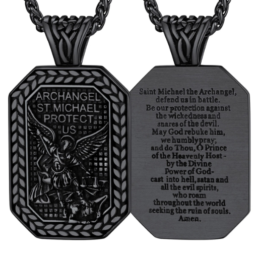 Stainless Steel St. Christopher Dog Tag Necklace for Men