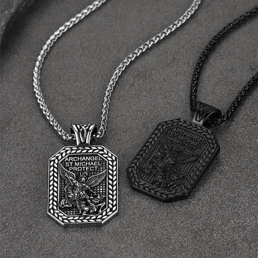 St. Michael Stainless Steel Pendant Necklace for Men