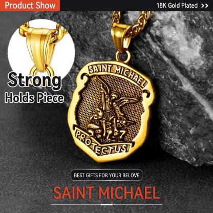 St. Michael Stainless Steel Pendant Necklace for Men