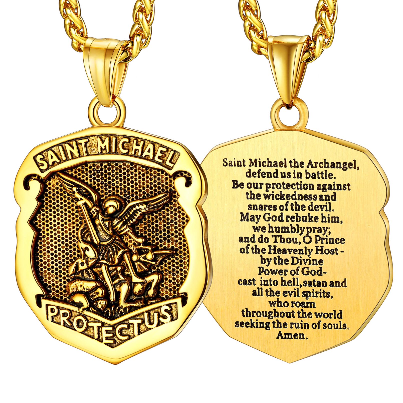 Stainless Steel St. Christopher Dog Tag Necklace for Men
