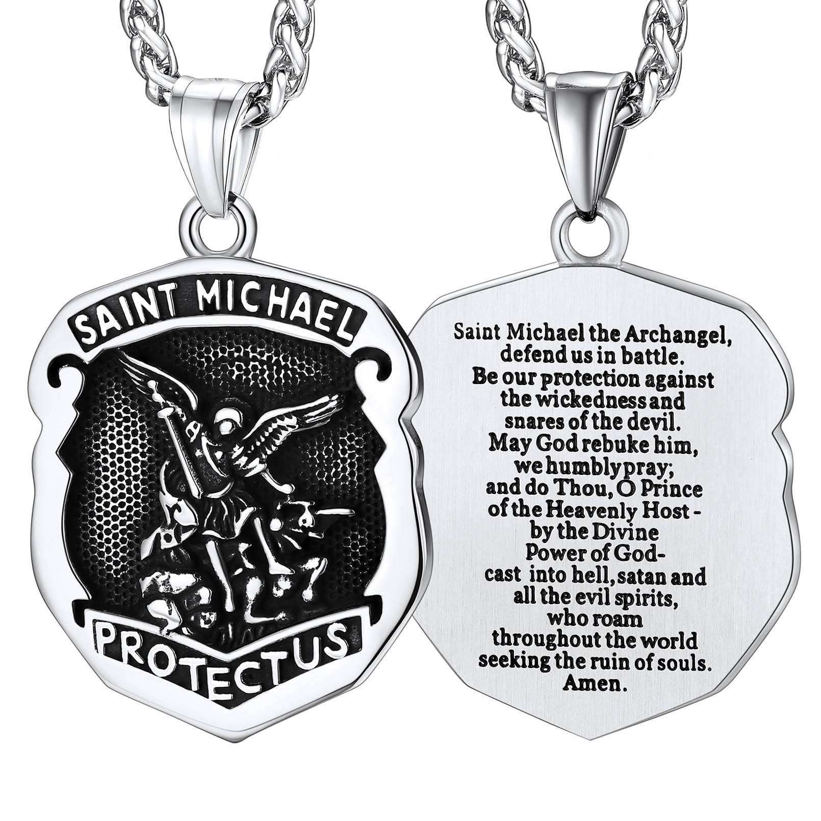 St. Michael Stainless Steel Pendant Necklace for Men