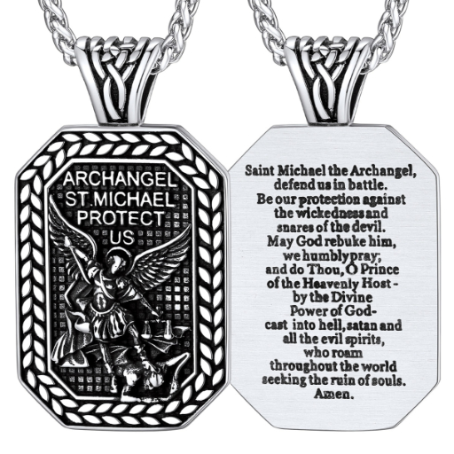 Stainless Steel St. Christopher Dog Tag Necklace for Men
