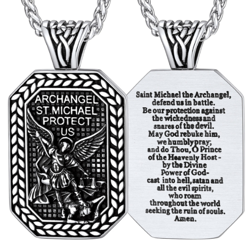 Stainless Steel St. Christopher Dog Tag Necklace for Men
