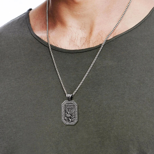 St. Michael Stainless Steel Pendant Necklace for Men