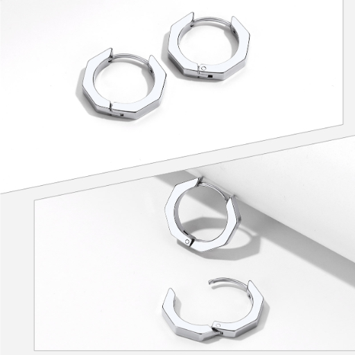 Stainless Steel Geometric Hoop Earring For Men Women