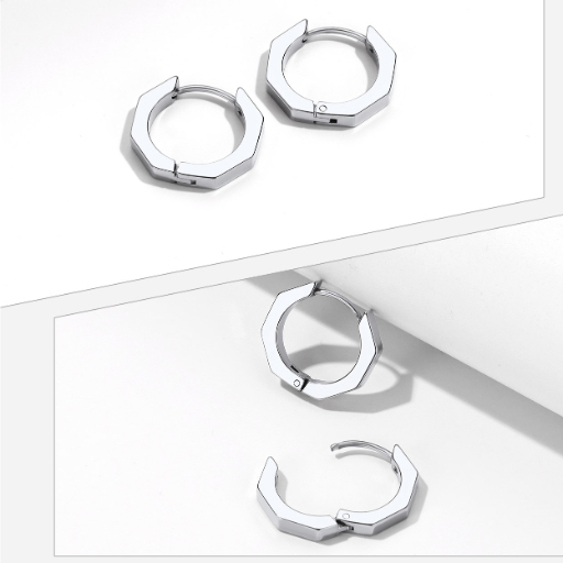 Stainless Steel Geometric Hoop Earring For Men Women