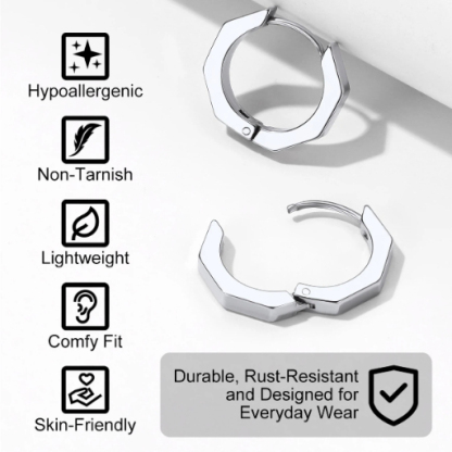 Stainless Steel Geometric Hoop Earring For Men Women