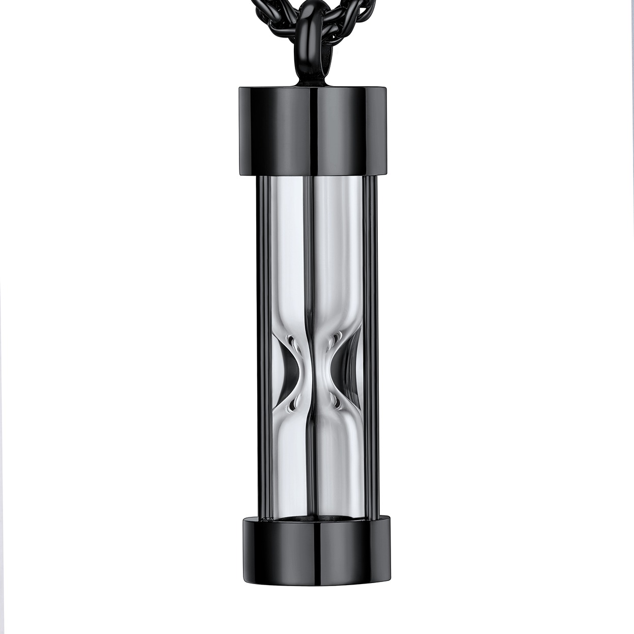 Stainless Steel  Hourglass Cremation Urn Necklace For Men