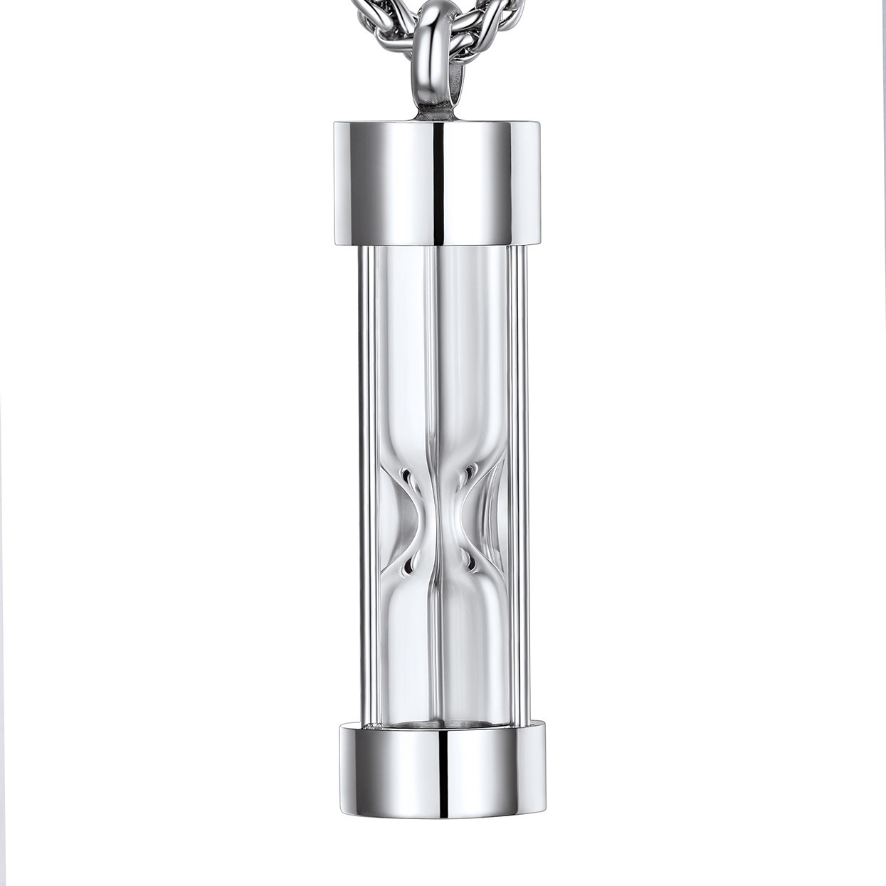Hourglass Cremation Necklace Stainless Steel Urn Pendant Gift
