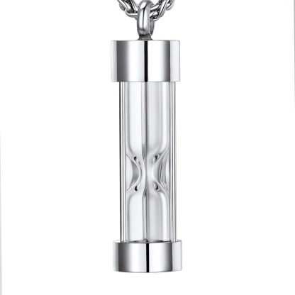 Hourglass Cremation Necklace Stainless Steel Urn Pendant Gift