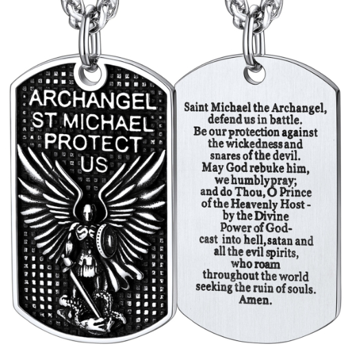 Stainless Steel St. Christopher Dog Tag Necklace for Men